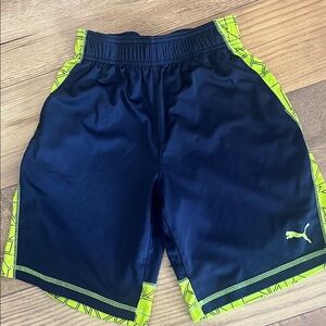Puma Dark Blue and Bright Yellow Sports Shorts Boys Small Size 6